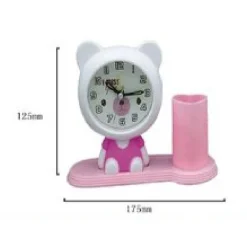 OROLOGIO ANALOGICO SVEGLIA A FORMA DI ORSACCHIOTTO CON PORTAPENNE TAVOLO TX-9123