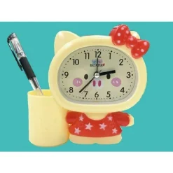 OROLOGIO ANALOGICO SVEGLIA A FORMA DI GATTINO DA TAVOLO CON PORTAPENNE TX-9126