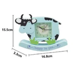 OROLOGIO ANALOGICO SVEGLIA A FORMA DI MUCCA DA TAVOLO CAMERETTA BAMBINI TX-9125