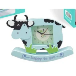 OROLOGIO ANALOGICO SVEGLIA A FORMA DI MUCCA DA TAVOLO CAMERETTA BAMBINI TX-9125