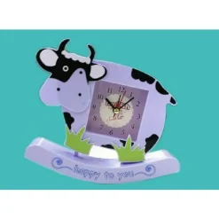 OROLOGIO ANALOGICO SVEGLIA A FORMA DI MUCCA DA TAVOLO CAMERETTA BAMBINI TX-9125