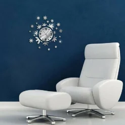 OROLOGIO DA PARETE ADESIVO 3D STICKER COMPONIBILE EFFETTO SPECCHIO FLOREALE