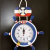 OROLOGIO DA PARETE ANALOGICO TIMONE MARINO BLU BIANCO ROSSO DESIGN CASA UFFICIO