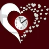 OROLOGIO DA PARETE 3D MODERNO A SPECCHIO ANALOGICO ADESIVO CON DECORAZIONE CUORE