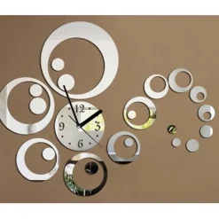 OROLOGIO DA PARETE MODERNO ADESIVO 3D OROLOGI DA MURO A CERCHIO ONDA EFFETTO SPECCHIO