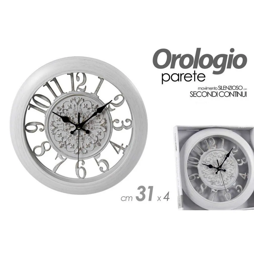 OROLOGIO DA PARETE MURO TONDO SILENZIOSO 31 X 4 CM VINTAGE SHABBY CHIC 798078