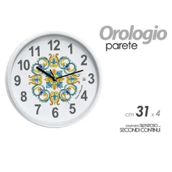 OROLOGIO DA PARETE MURO TONDO MOVIMENTO SILENZIOSO 31X4 CM DECORO MOSAICO 817090