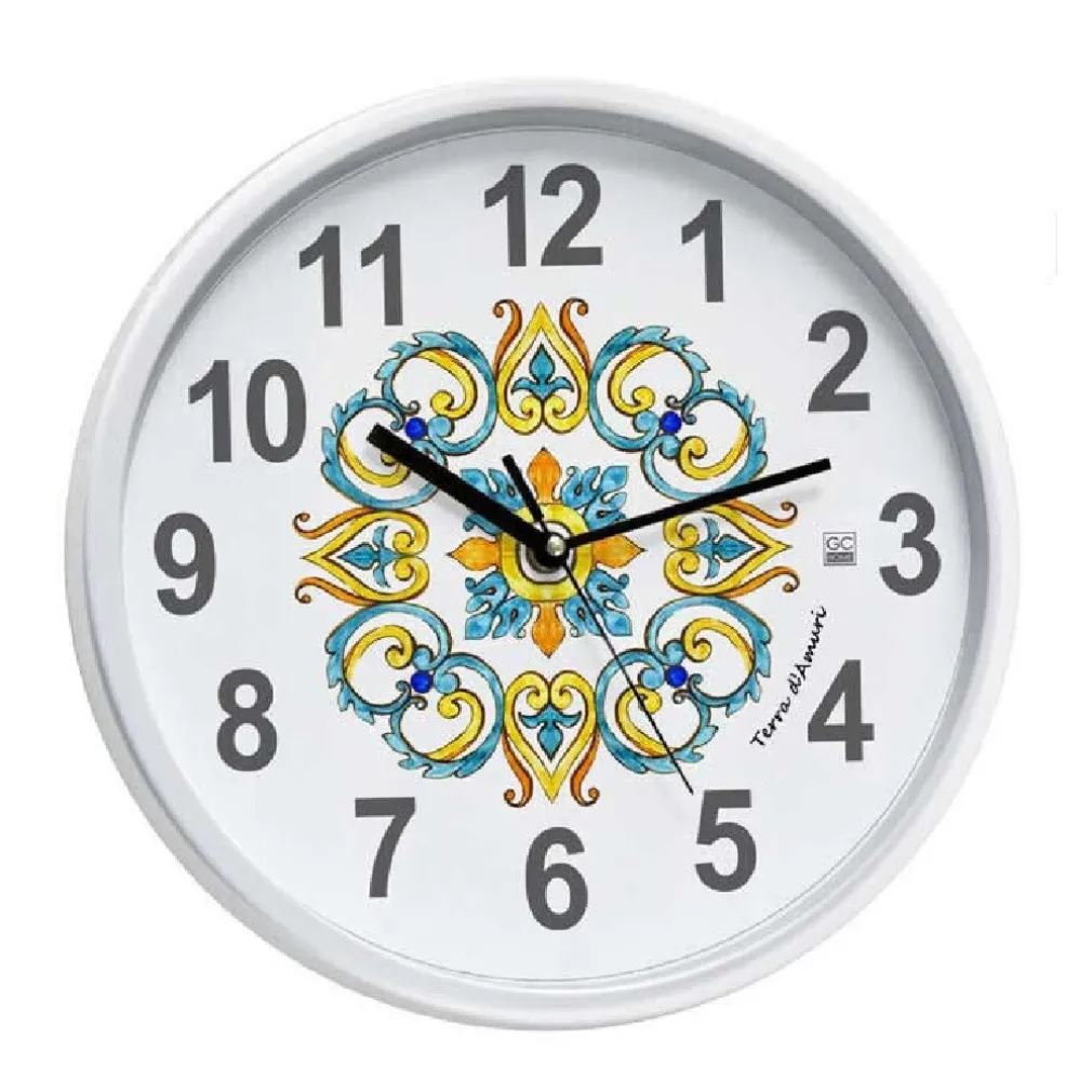 OROLOGIO DA PARETE MURO TONDO MOVIMENTO SILENZIOSO 31X4 CM DECORO MOSAICO 817090