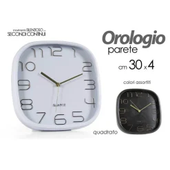 OROLOGIO DA PARETE QUADRATO SILENZIOSO 30X4CM IN PLASTICA VARI COLORI ASS 768194