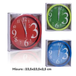 OROLOGIO DA PARETE QUARZO MURO TONDO COLORATO CASA ARREDAMENTO 23.5X23.5X2.5CM