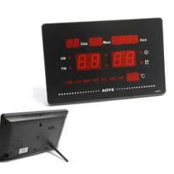OROLOGIO DIGITALE DA PARETE MURO A LED DATARIO SVEGLIA TEMPERATURA JH-2315L
