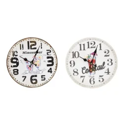 OROLOGIO IN LEGNO DA PARETE ANALOGICO VINTAGE DRINK COCKTAIL CUCINA CASA 218700