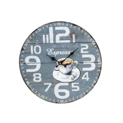 OROLOGIO IN LEGNO DA PARETE ROTONDO ANALOGICO VINTAGE RETRO' CASA CUCINA 218690