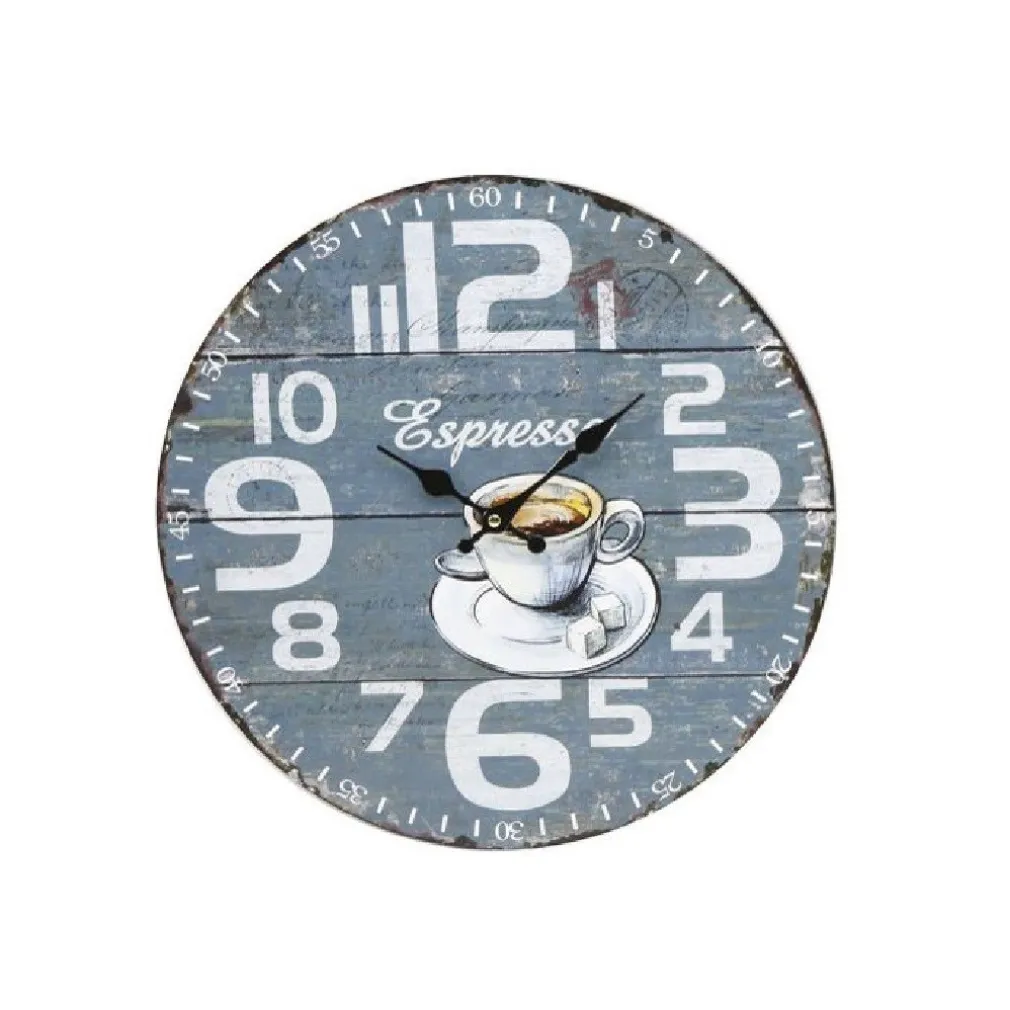 OROLOGIO IN LEGNO DA PARETE ROTONDO ANALOGICO VINTAGE RETRO' CASA CUCINA 218690