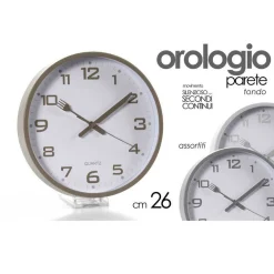 OROLOGIO PARETE CUCINA POSATE TONDO SILENZIOSO 26 CM PLASTICA COLORI ASS 721854