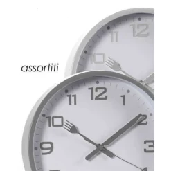 OROLOGIO PARETE CUCINA POSATE TONDO SILENZIOSO 26 CM PLASTICA COLORI ASS 721854
