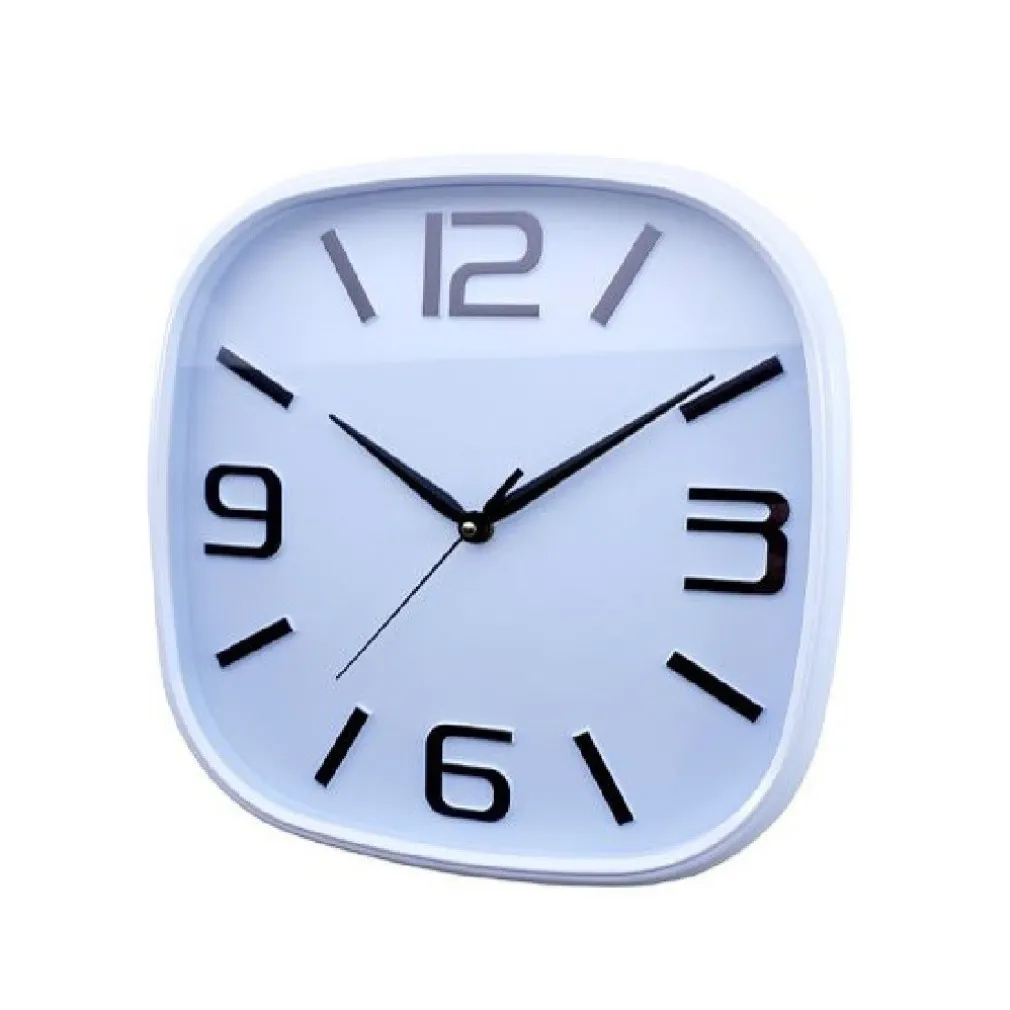OROLOGIO PARETE MURO QUADRATO ANALOGICO CASA ARREDAMENTO 30CM BIANCO NERO 206959