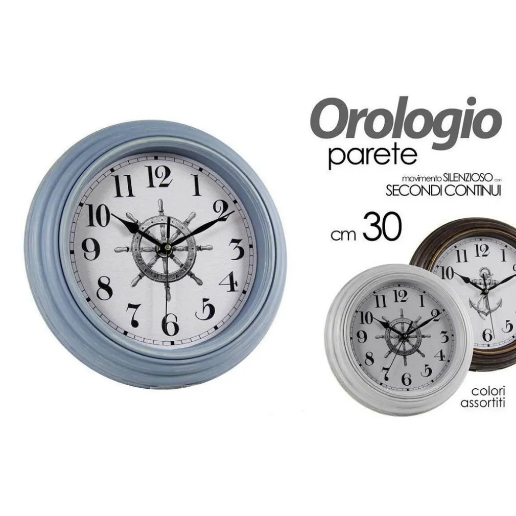 OROLOGIO PARETE TONDO IN PLASTICA 30 CM VARI COLORI ASSORTITI SHABBY CHIC 774652