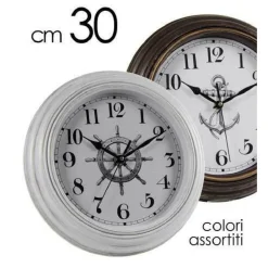 OROLOGIO PARETE TONDO IN PLASTICA 30 CM VARI COLORI ASSORTITI SHABBY CHIC 774652