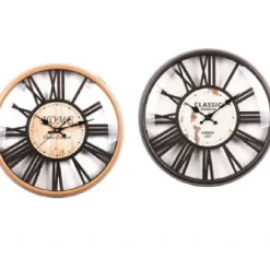 OROLOGIO PARETE TONDO IN PLASTICA 41CM VINTAGE RETRO 2 MODELLI ASSORTITI 5661110