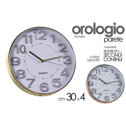 OROLOGIO PARETE TONDO MOVIMENTO SILENZIOSO 30X4 CM VARI COLORI ASSORTITI 722127