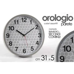 OROLOGIO PARETE TONDO 31X5CM PLASTICA SILENZIOSO VANITY CLASSICO MODERNO 681295