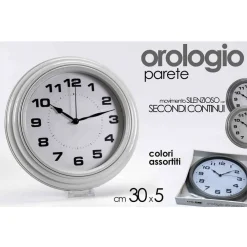 OROLOGIO SILENZIOSO PARETE STILE ANTICATO TONDO 30X5CM PLASTICA COLORI ASS 667688