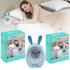 OROLOGIO SVEGLIA ANALOGICA A FORMA DI CONIGLIETTO DA TAVOLO PER BAMBINI TX-9124
