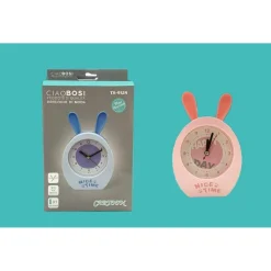 OROLOGIO SVEGLIA ANALOGICA A FORMA DI CONIGLIETTO DA TAVOLO PER BAMBINI TX-9124