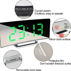 OROLOGIO SVEGLIA DIGITALE CON DATARIO TERMOMETRO DISPLAY A SPECCHIO DA TAVOLO