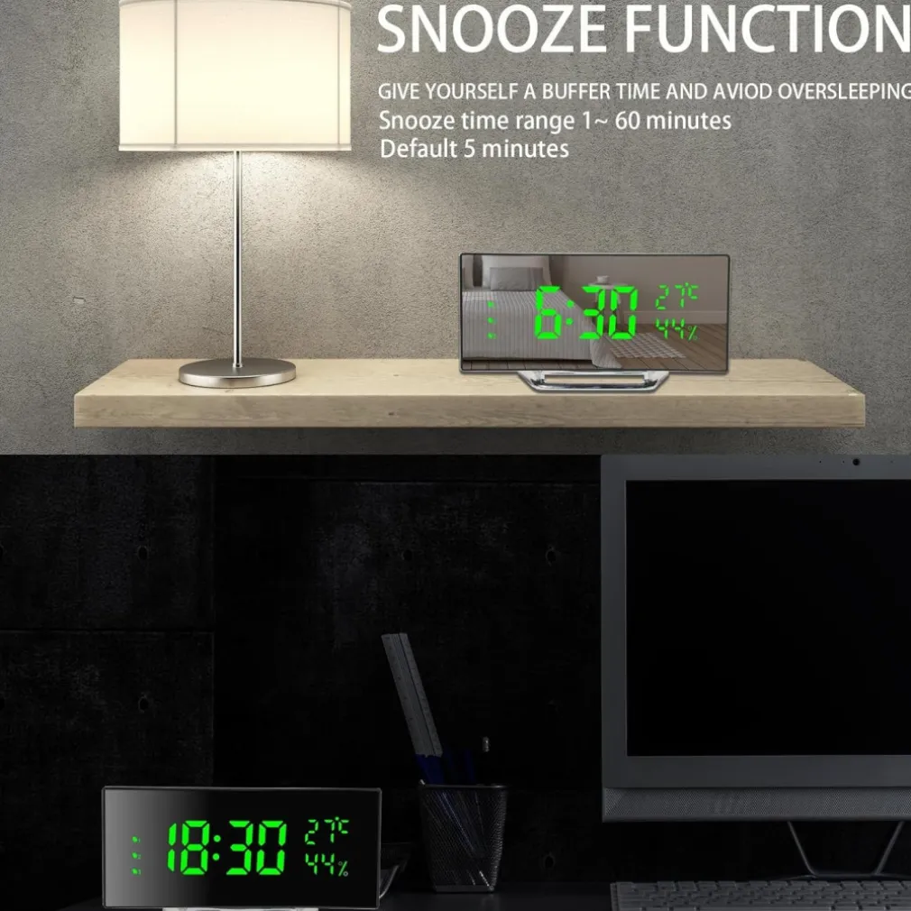 OROLOGIO SVEGLIA DIGITALE CON DATARIO TERMOMETRO DISPLAY A SPECCHIO DA TAVOLO