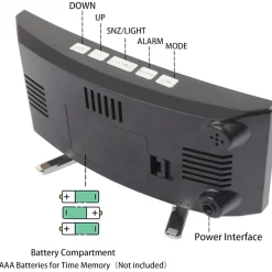 OROLOGIO SVEGLIA DIGITALE CON DATARIO TERMOMETRO DISPLAY A SPECCHIO DA TAVOLO