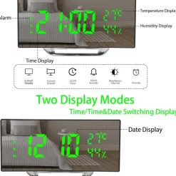 OROLOGIO SVEGLIA DIGITALE CON DATARIO TERMOMETRO DISPLAY A SPECCHIO DA TAVOLO