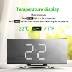 OROLOGIO SVEGLIA DIGITALE CON DATARIO TERMOMETRO DISPLAY A SPECCHIO DA TAVOLO