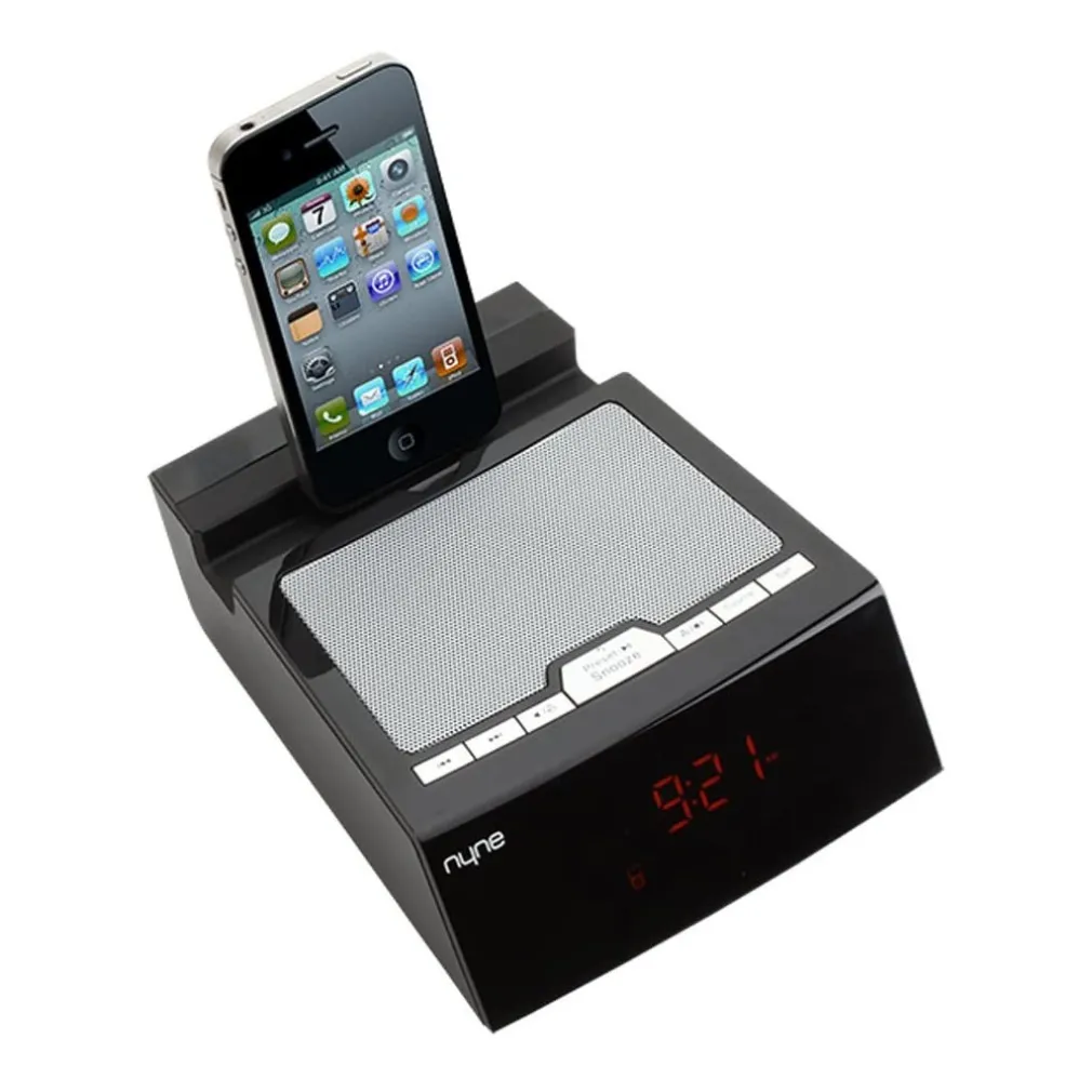 OROLOGIO SVEGLIA PER IPHONE/IPOD DOCKING STATION LETTORE AUDIO MP3 AUX RADIO