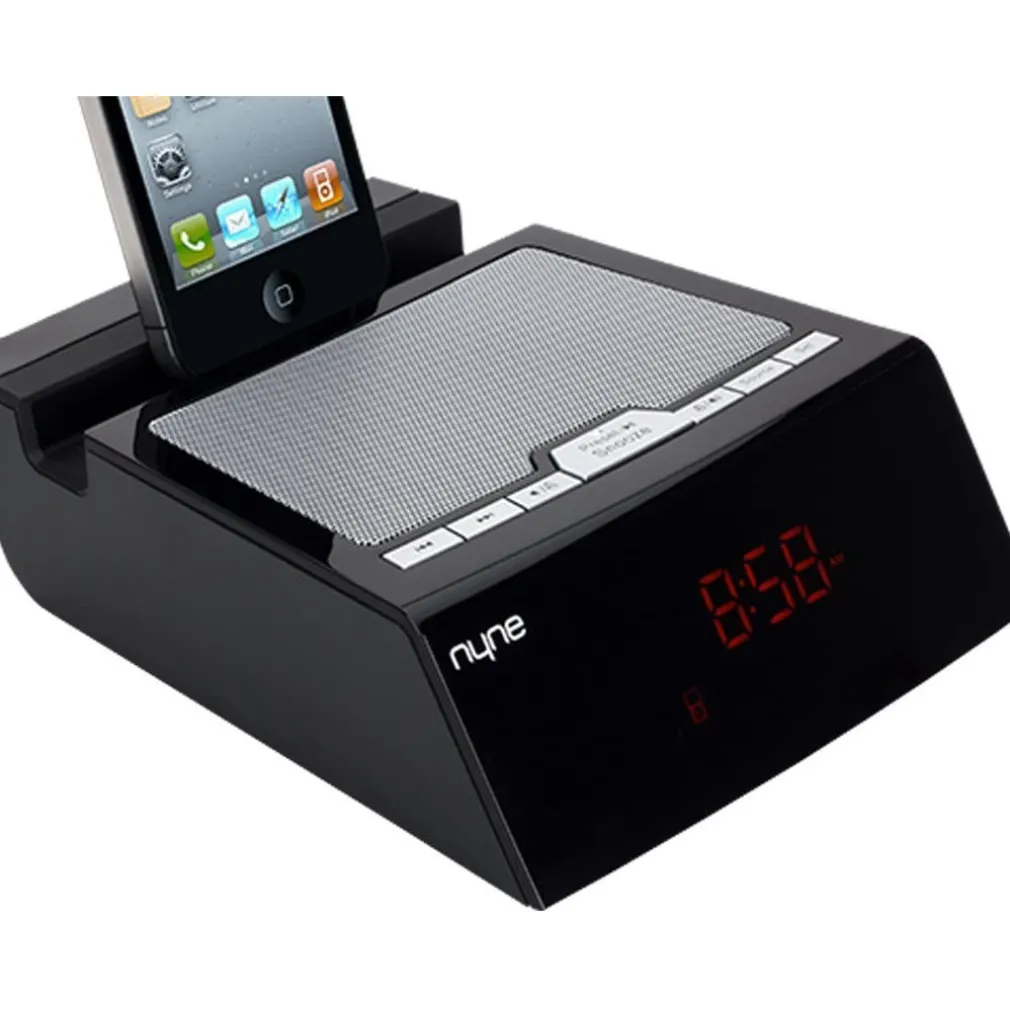 OROLOGIO SVEGLIA PER IPHONE/IPOD DOCKING STATION LETTORE AUDIO MP3 AUX RADIO