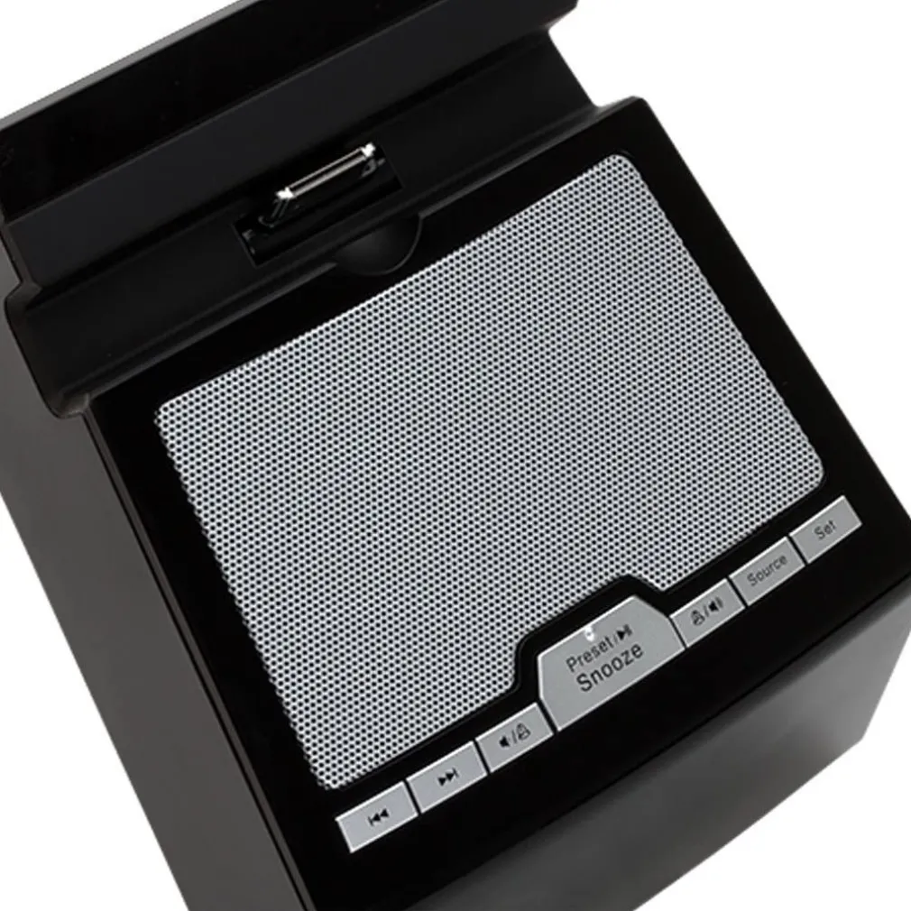 OROLOGIO SVEGLIA PER IPHONE/IPOD DOCKING STATION LETTORE AUDIO MP3 AUX RADIO