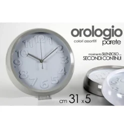 OROLOGIO 31X5 CM DA PARETE CLASSICO DESIGN MODERNO COLORI ASSORTITI TONDO 667787