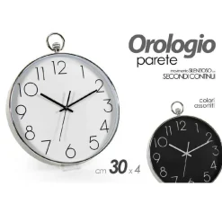 OROLOGIO 30X4 CM DA PARETE TONDO COLORI ASSORTITI IN PLASTICA SILENZIOSO 798054