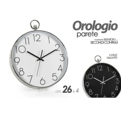 OROLOGIO 26X4CM PARETE MOVIMENTO SILENZIOSO COLORI ASS. TONDO IN PLASTICA 798061