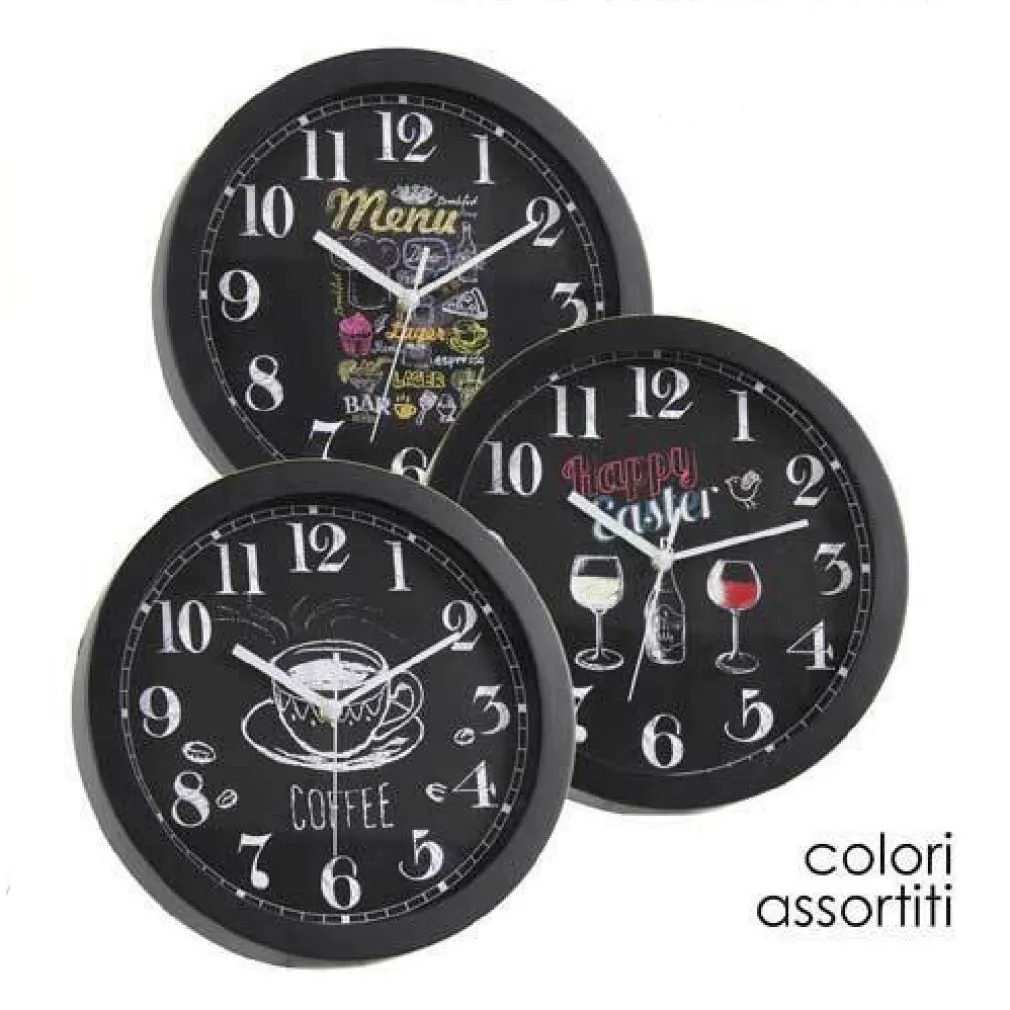 OROLOGIO 30X4X30CM DA PARETE BAR CAFFE RISTORANTE MODERNO NERO DECORI ASS 774621