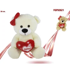 ORSA ORSETTO PELUCHE CON FIOCCO E CUORE SCRITTA TI AMO 30 CM SAN VALENTINO 92621
