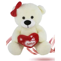 ORSA ORSETTO PELUCHE CON FIOCCO E CUORE SCRITTA TI AMO 30 CM SAN VALENTINO 92621
