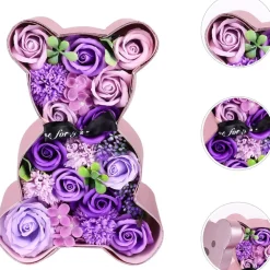 ORSACCHIOTTO ORSETTO ORSO DI ROSE CON FIORI DECORAZIONE IN CARTONE TEDDY COLOR
