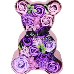 ORSACCHIOTTO ORSETTO ORSO DI ROSE CON FIORI DECORAZIONE IN CARTONE TEDDY COLOR