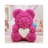 ORSACCHIOTTO ORSETTO ORSO DI ROSE CON FIORI DA 40CM ROSA CON CUORE BIANCO