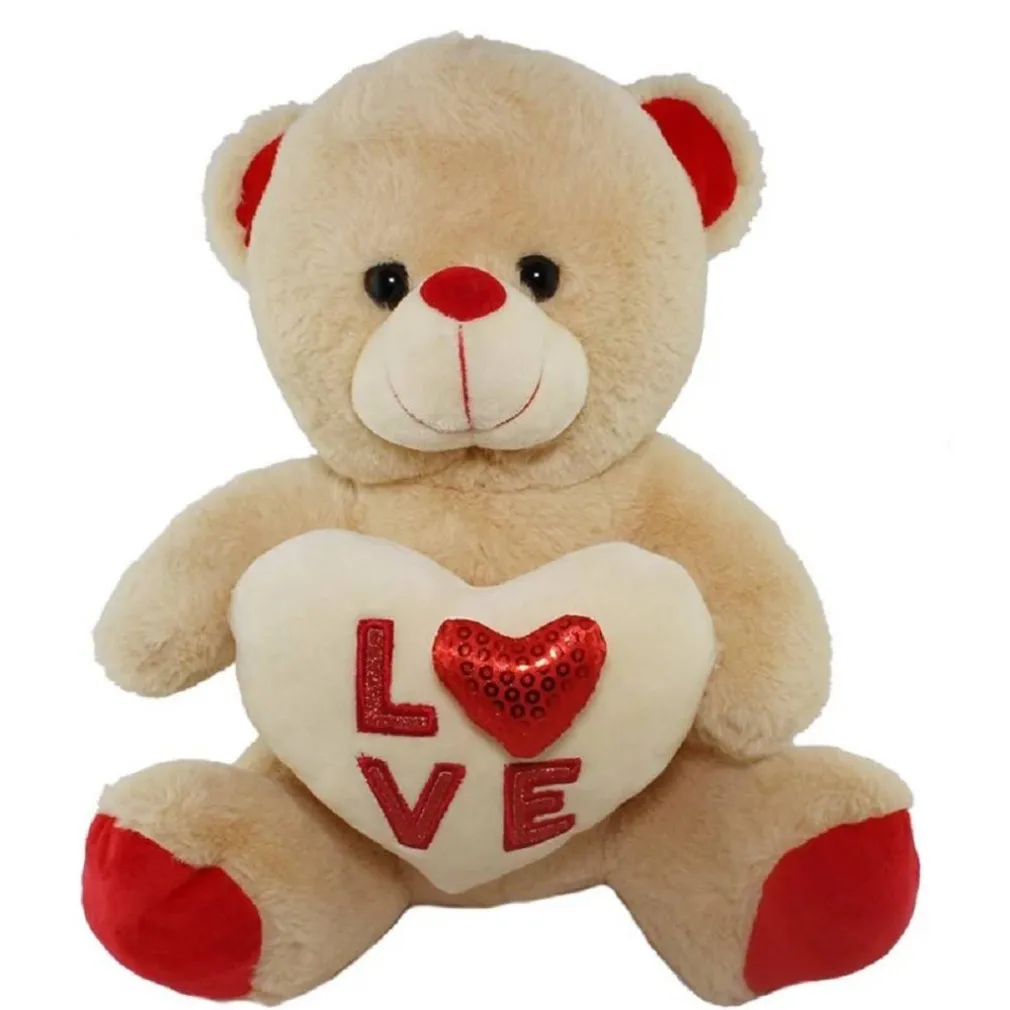ORSACCHIOTTO PELUCHE PUPAZZO ORSO CON CUORE SCRITTA LOVE CUORICINO 25 CM 84833
