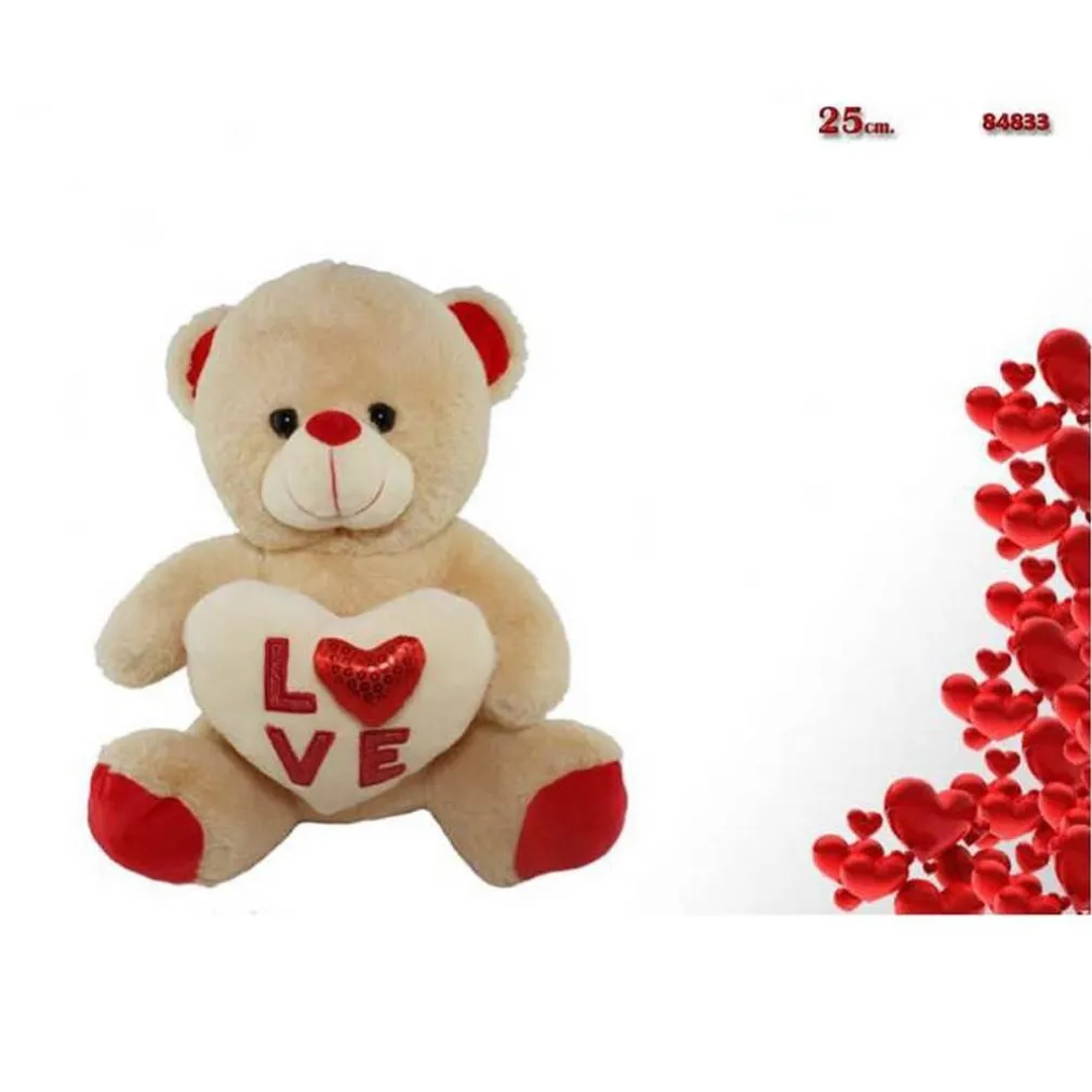ORSACCHIOTTO PELUCHE PUPAZZO ORSO CON CUORE SCRITTA LOVE CUORICINO 25 CM 84833
