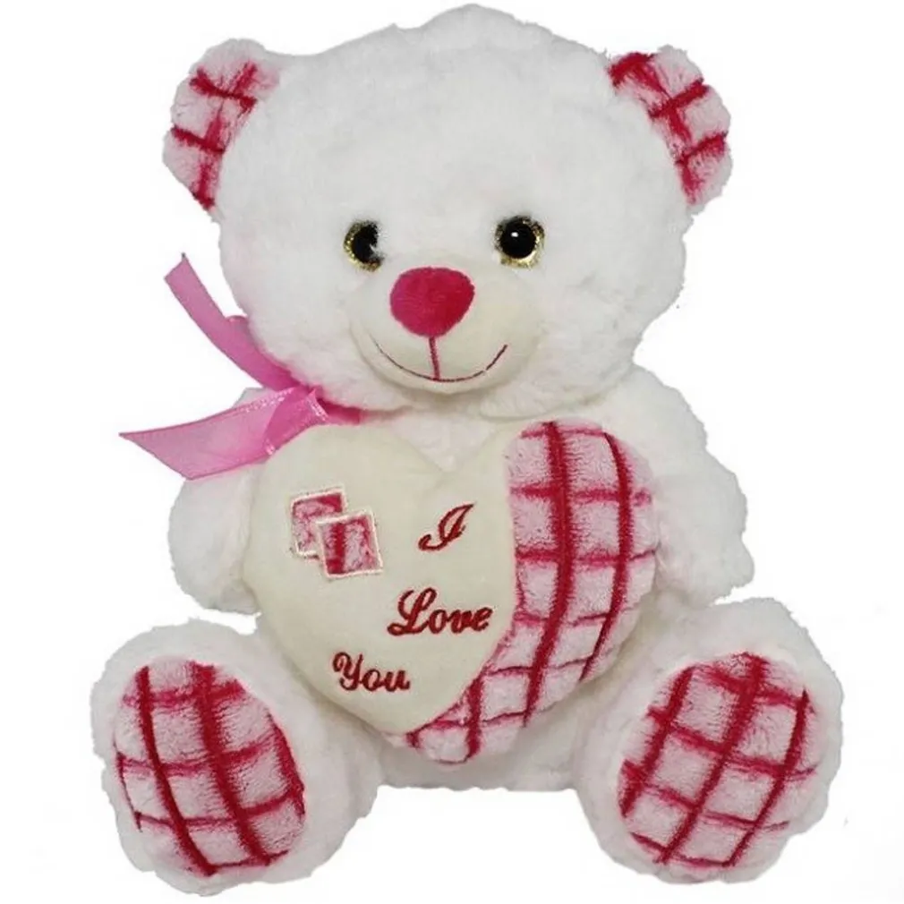 ORSACCHIOTTO PELUCHE PUPAZZO ORSO CON CUORE E FIOCCO 25CM SAN VALENTINO 84673