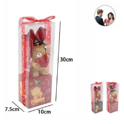 ORSETTO CON CUORE FIORI CONFEZIONE REGALO PER SAN VALENTINO 10X7.5X30 CM 63303